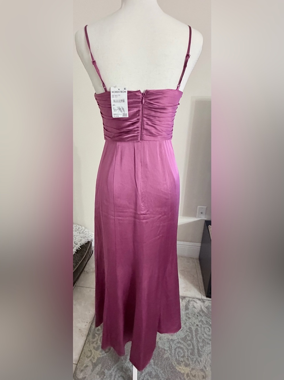 NWT Cinq à Sept Shallot Ruched Satin Gown Dress Size 0 and 4 - Picture 5 of 11